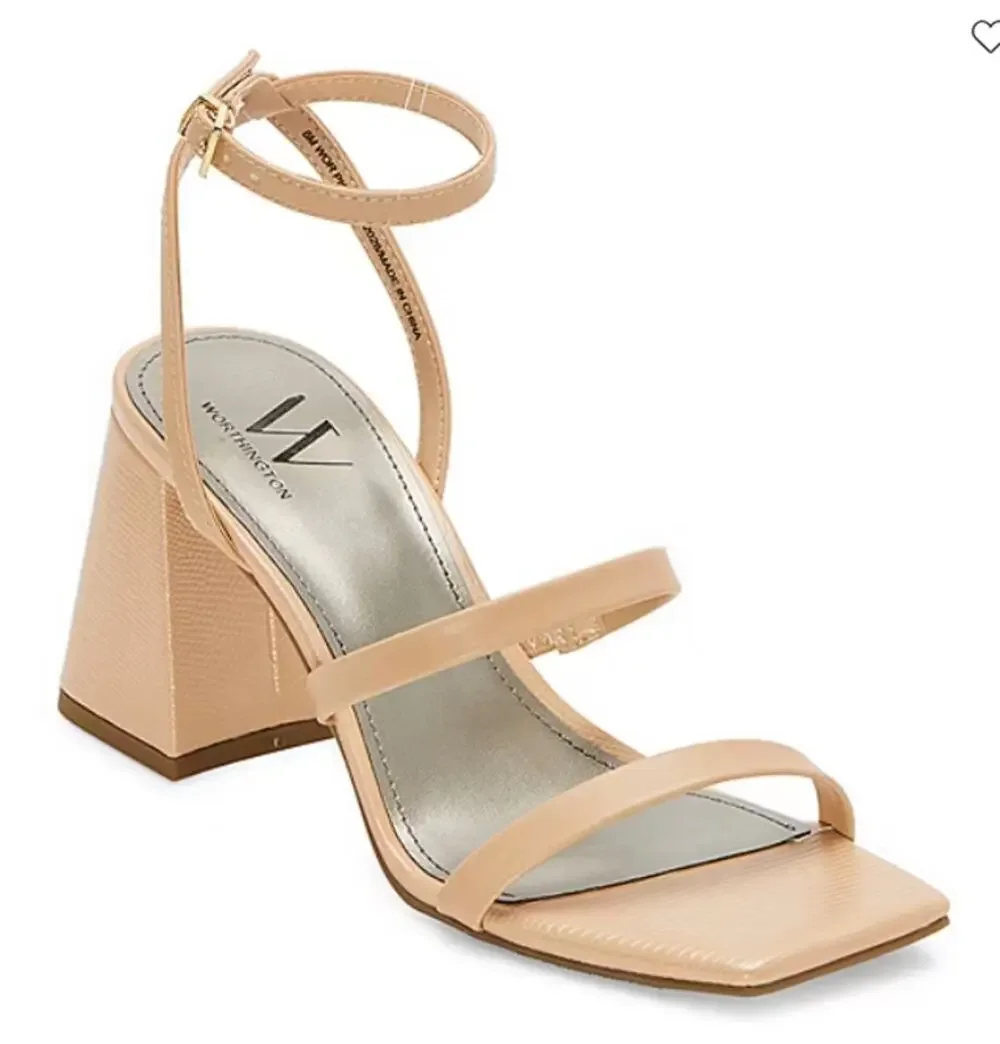Worthington Womens Pico Heeled Sandals Nude Color Size 9.5M